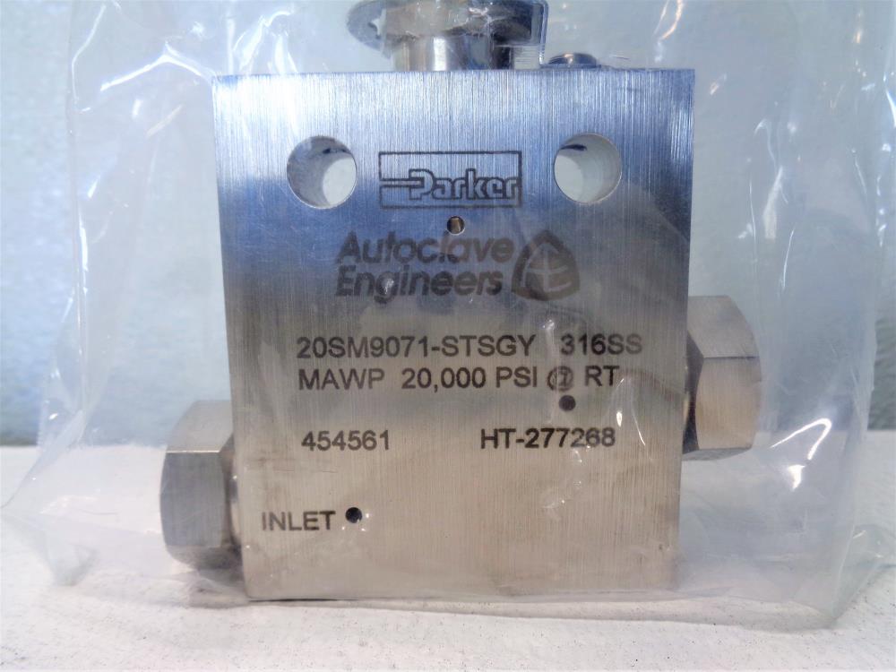 Parker Autoclave Engineers 9/16" Tube Needle Valve, Stainless, 20SM9071-STSGY